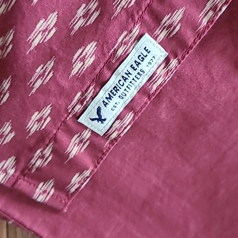 American Eagle Seriously Soft Classic Fit Lg Slv Button Down Shirt  Sz LT. Rust - Picture 5 of 12